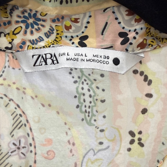 Zara Printed Belted Shirt Paisley sleeveless 100% cotton size large - Picture 6 of 11